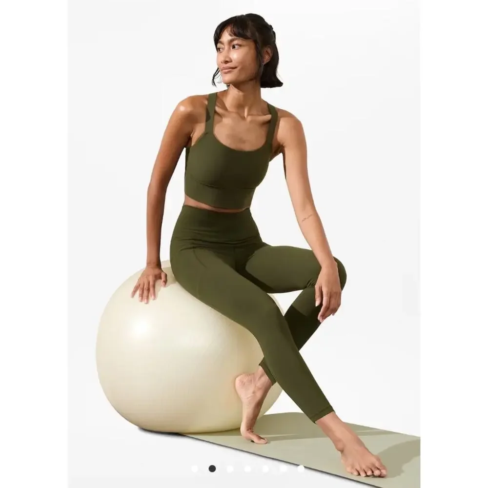 Athleta Salutation Stash High Rise 7/8 Legging in Aspen Olive - Picture 2 of 8